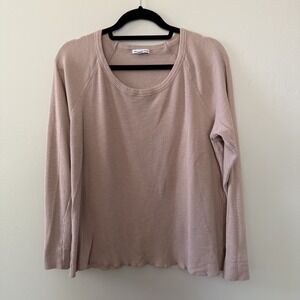 James Perse Women's 4 Cotton Waffle Knit Long Sleeve Top Blush Pink